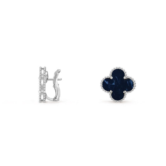 [AM]15MM CLOVER FLOWER STUD EARRINGS WHITE GOLD COLLECTION