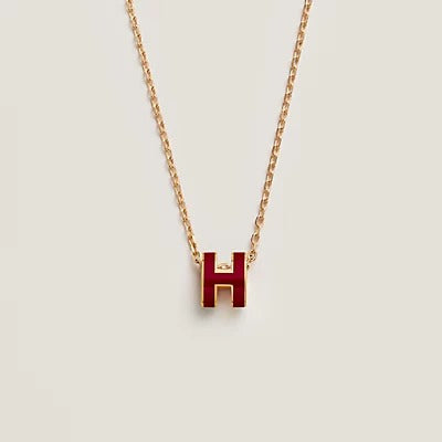 [AM]HM CLIC RED ENAMEL GOLD NECKLACE