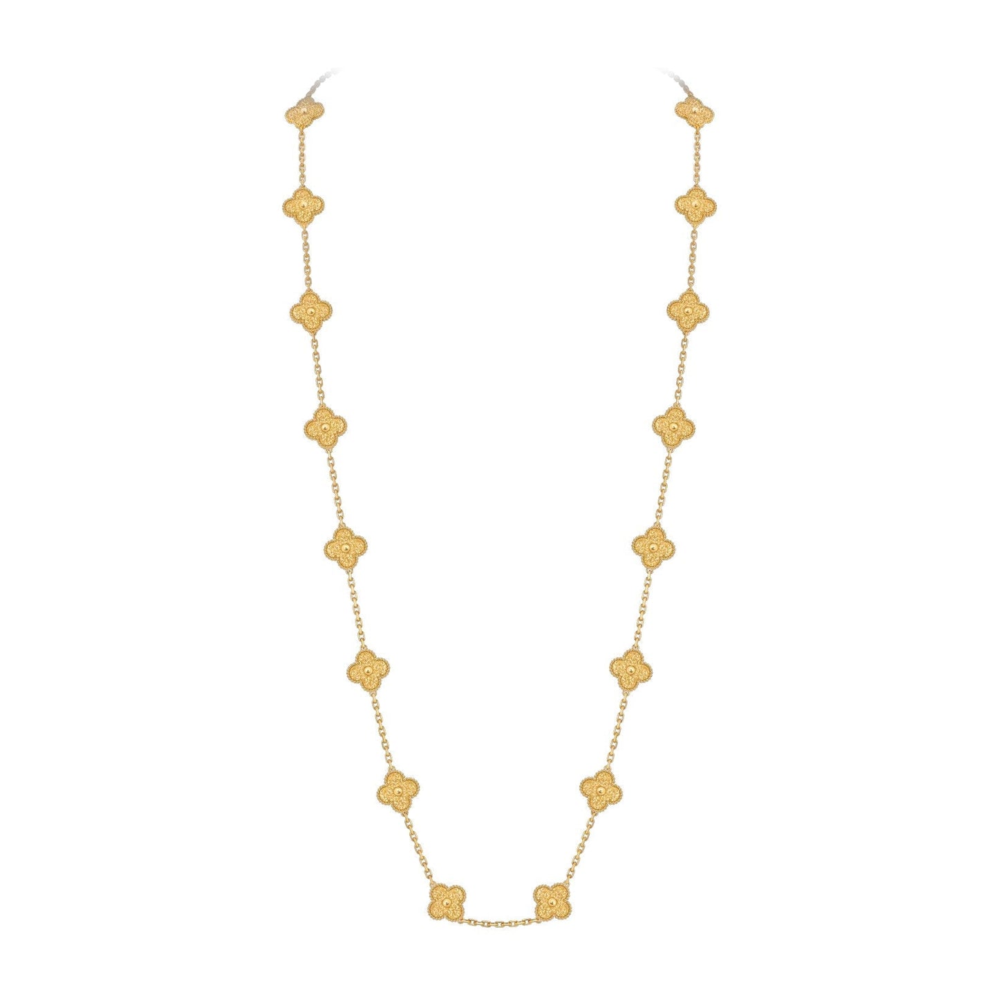 [AM]CLASSIC 20-MOTIF LUCKY CLOVER LONG NECKLACE GOLD COLLECTION