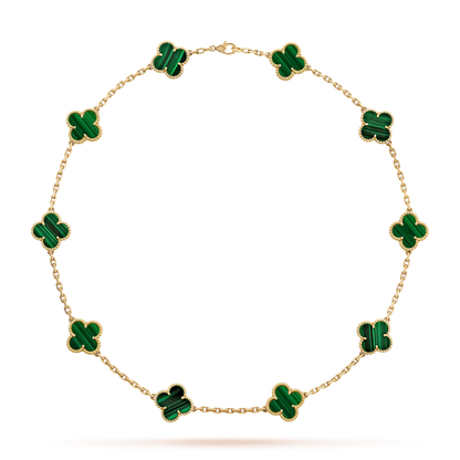 [AM]CLASSIC LUCKY 10-MOTIF CLOVER NECKLACE GOLD COLLECTION