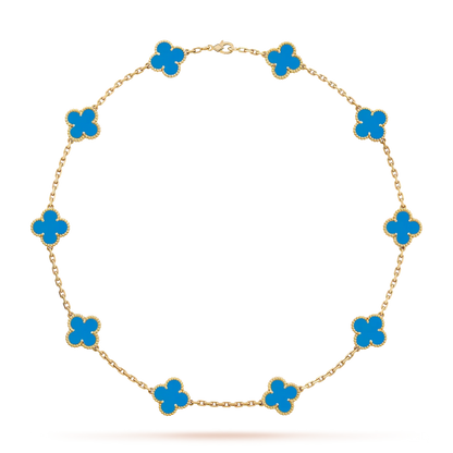[AM]CLASSIC LUCKY 10-MOTIF CLOVER NECKLACE GOLD COLLECTION