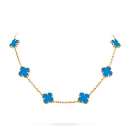 [AM]CLASSIC LUCKY 10-MOTIF CLOVER NECKLACE GOLD COLLECTION