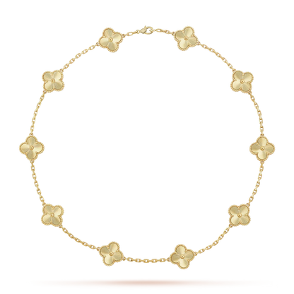 [AM]CLASSIC LUCKY 10-MOTIF CLOVER NECKLACE GOLD COLLECTION