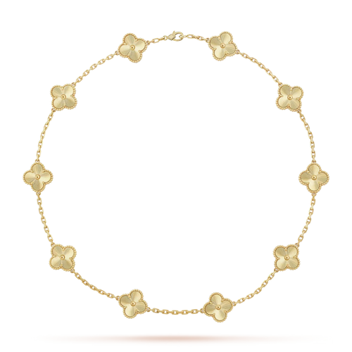 [AM]CLASSIC LUCKY 10-MOTIF CLOVER NECKLACE GOLD COLLECTION