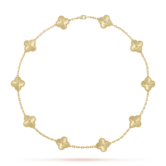 [AM]CLASSIC LUCKY 10-MOTIF CLOVER NECKLACE GOLD COLLECTION