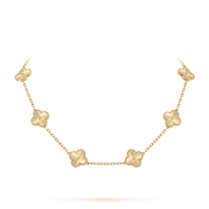 [AM]CLASSIC LUCKY 10-MOTIF CLOVER NECKLACE GOLD COLLECTION