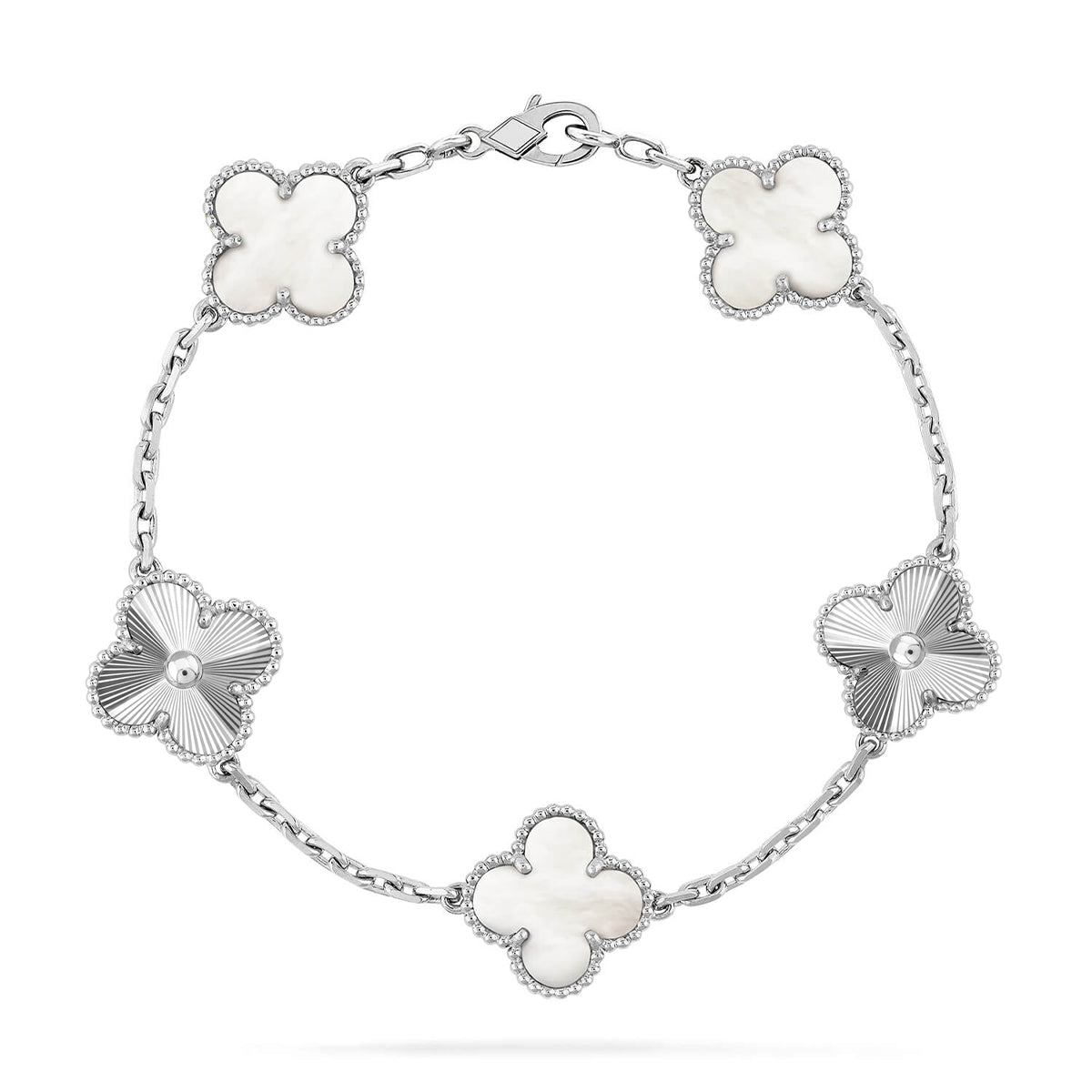 [AM]LUCKY CLOVER 5-MOTIF BRACELET - WHITE MOTHER-OF-PEARL COLLECTION