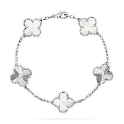 [AM]LUCKY CLOVER 5-MOTIF BRACELET - WHITE MOTHER-OF-PEARL COLLECTION