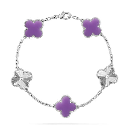 [AM]LUCKY CLOVER 5-MOTIF BRACELET - LAVENDER COLLECTION