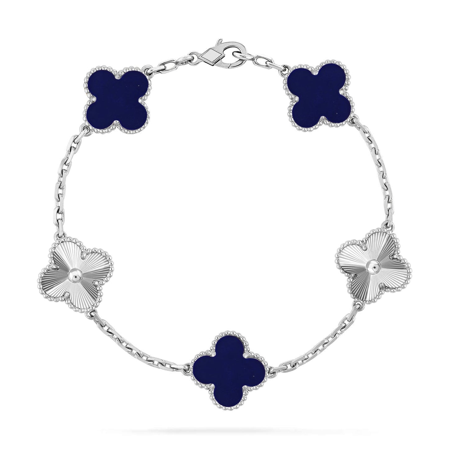 [AM]LUCKY CLOVER 5-MOTIF BRACELET - LAPIS LAZULI COLLECTION