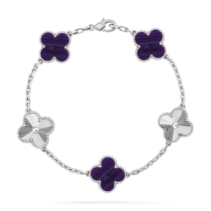 [AM]LUCKY CLOVER 5-MOTIF BRACELET - CHAROITE COLLECTION