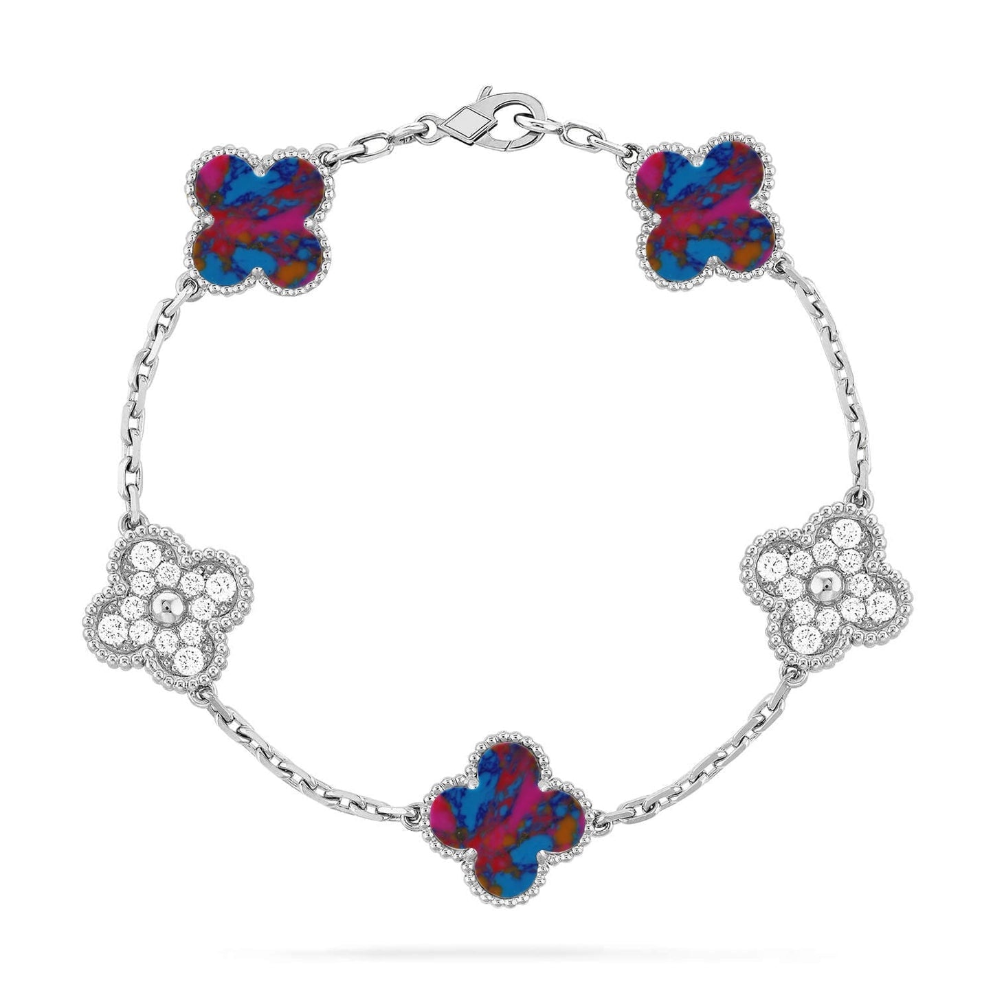 [AM]LUCKY CLOVER 5-MOTIF BRACELET - MULTI-GEM COLLECTION