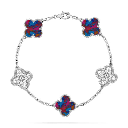 [AM]LUCKY CLOVER 5-MOTIF BRACELET - MULTI-GEM COLLECTION