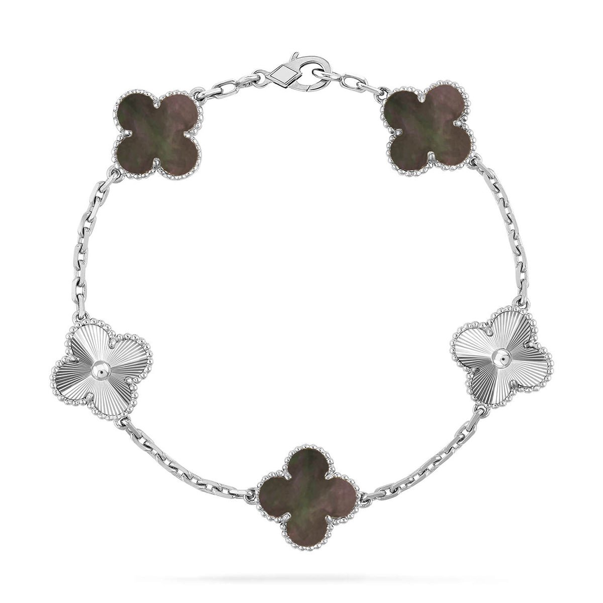 [AM]LUCKY CLOVER 5-MOTIF BRACELET - GREY MOTHER-OF-PEARL COLLECTION
