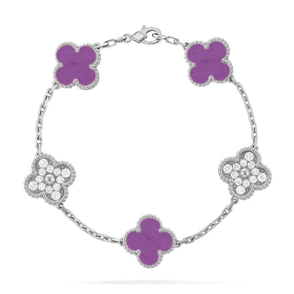 [AM]LUCKY CLOVER 5-MOTIF BRACELET - VIOLET COLLECTION