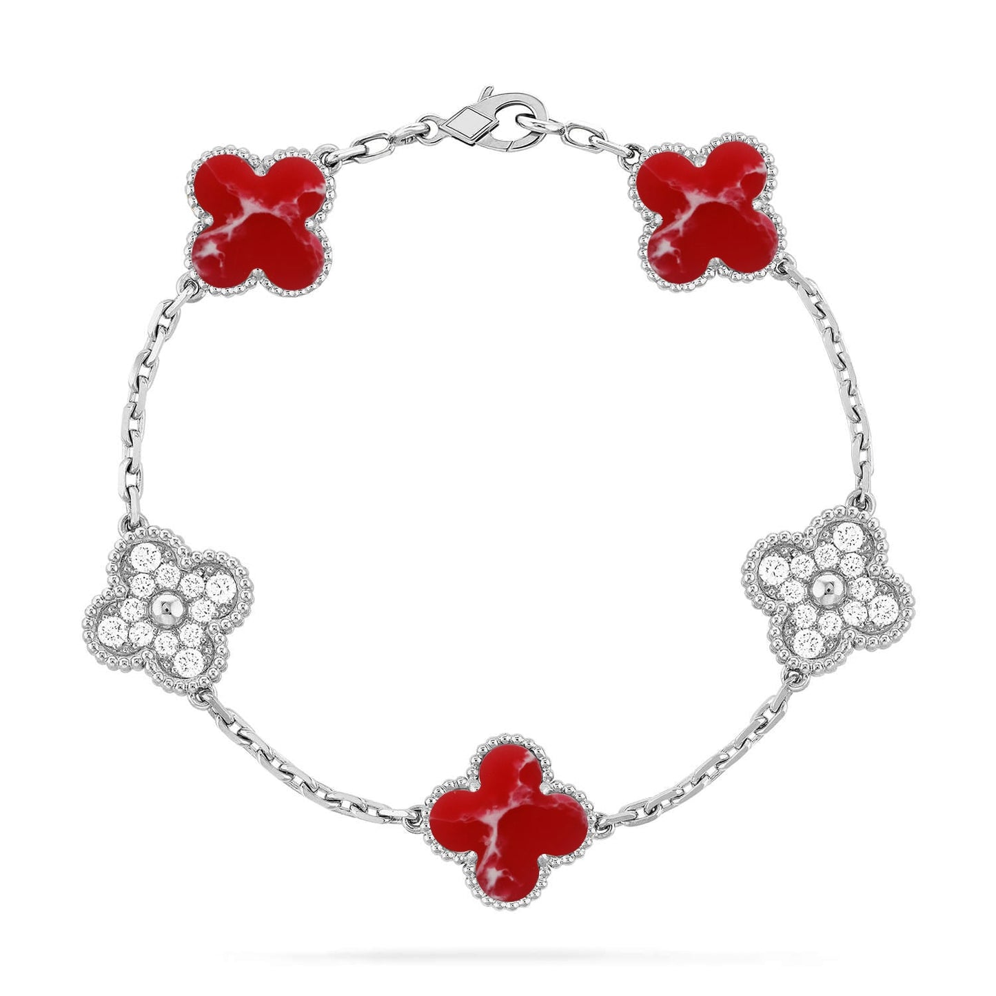 [AM]LUCKY CLOVER 5-MOTIF BRACELET - RED LARIMAR COLLECTION