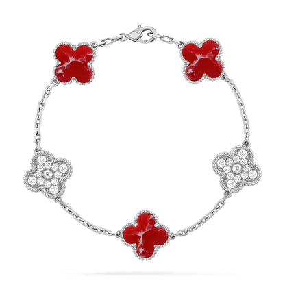 [AM]LUCKY CLOVER 5-MOTIF BRACELET - RED LARIMAR COLLECTION