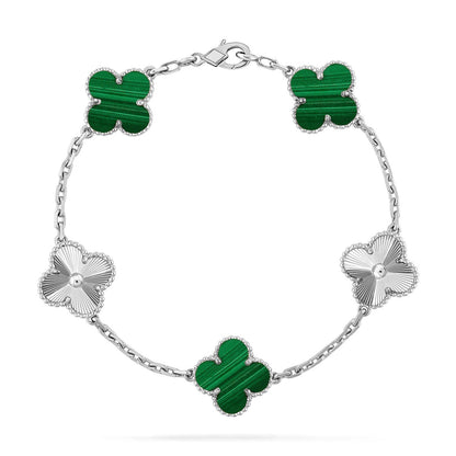 [AM]LUCKY CLOVER 5-MOTIF BRACELET - MALACHITE COLLECTION