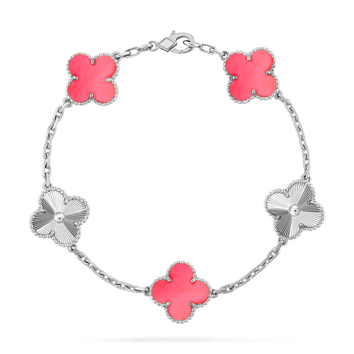 [AM]LUCKY CLOVER 5-MOTIF BRACELET - PINK MOTHER-OF-PEARL COLLECTION