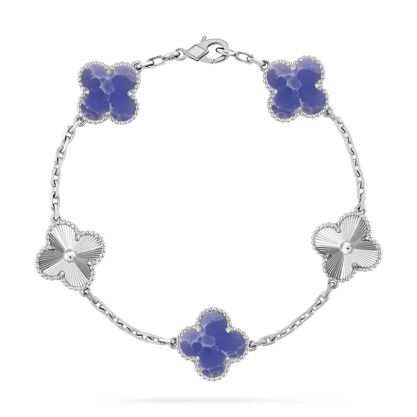 [AM]LUCKY CLOVER 5-MOTIF BRACELET - BLUE LARIMAR COLLECTION