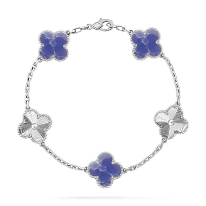 [AM]LUCKY CLOVER 5-MOTIF BRACELET - BLUE LARIMAR COLLECTION