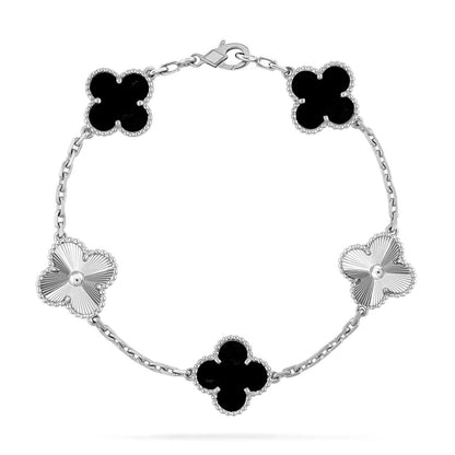 [AM]LUCKY CLOVER 5-MOTIF BRACELET - BLACK OXNY COLLECTION