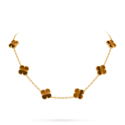 [AM]CLASSIC LUCKY 10-MOTIF CLOVER NECKLACE GOLD COLLECTION