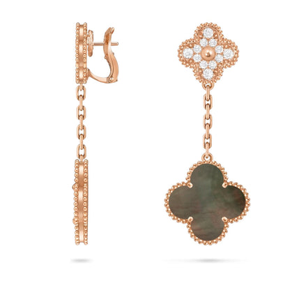 [AM]CLOVER DUAL-MOTIF STATEMENT STUD EARRINGS - DOUBLE-CHARM COLLECTION
