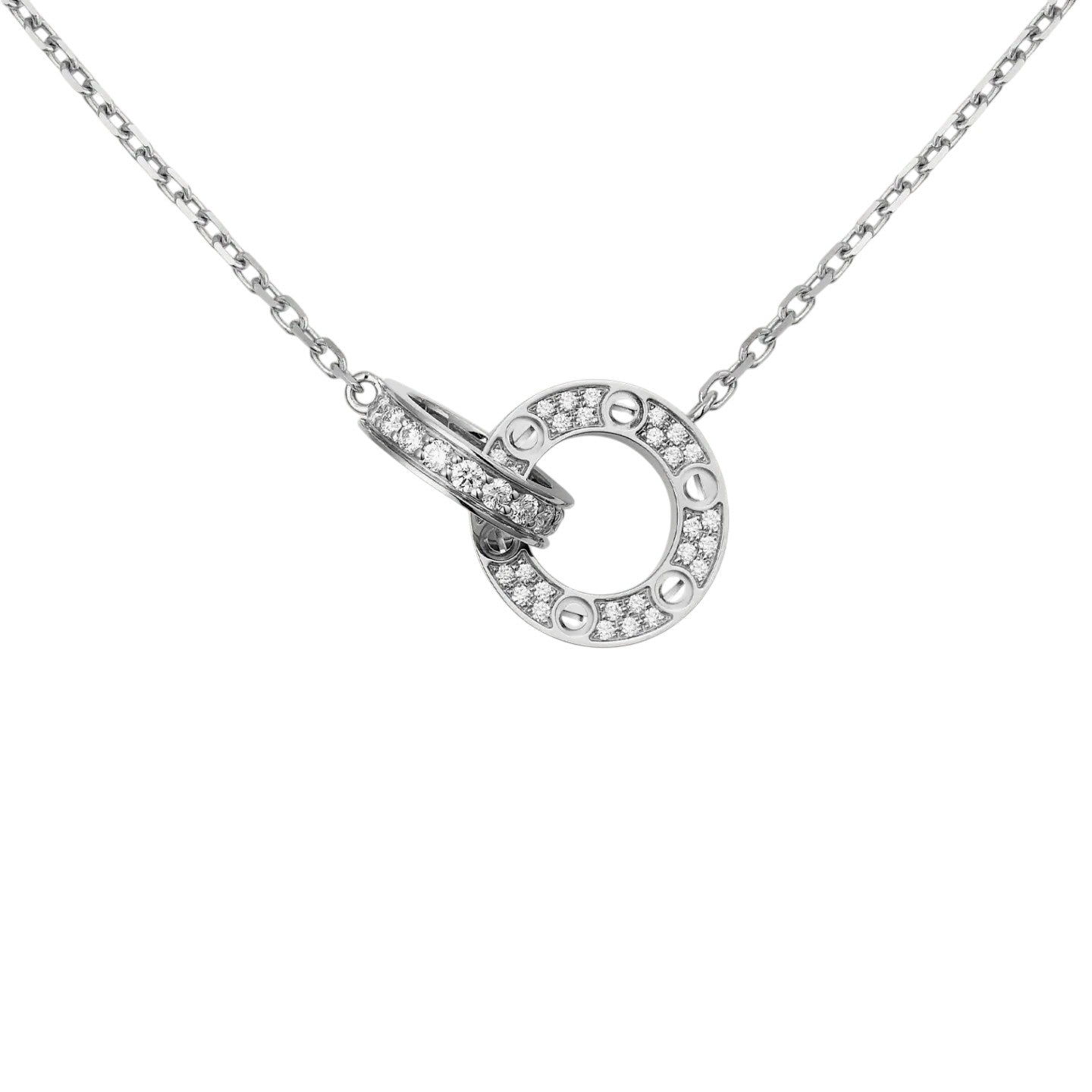 [AM]LOVE DOUBLE-RING PENDANT FULL-PAVÉ NECKLACE