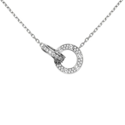 [AM]LOVE DOUBLE-RING PENDANT FULL-PAVÉ NECKLACE