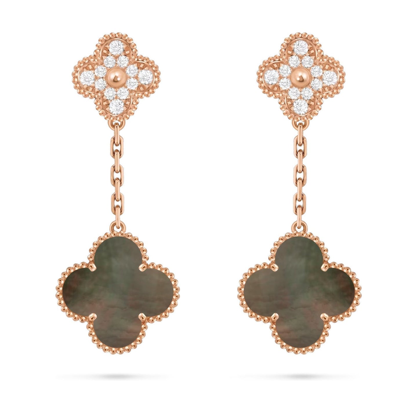[AM]CLOVER DUAL-MOTIF STATEMENT STUD EARRINGS - DOUBLE-CHARM COLLECTION
