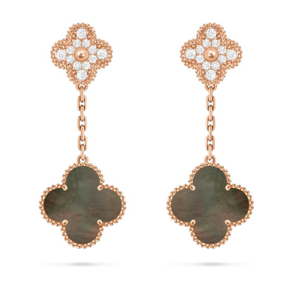 [AM]CLOVER DUAL-MOTIF STATEMENT STUD EARRINGS - DOUBLE-CHARM COLLECTION