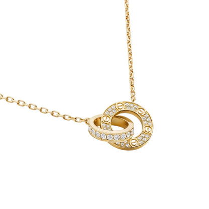 [AM]LOVE DOUBLE-RING PENDANT FULL-PAVÉ NECKLACE