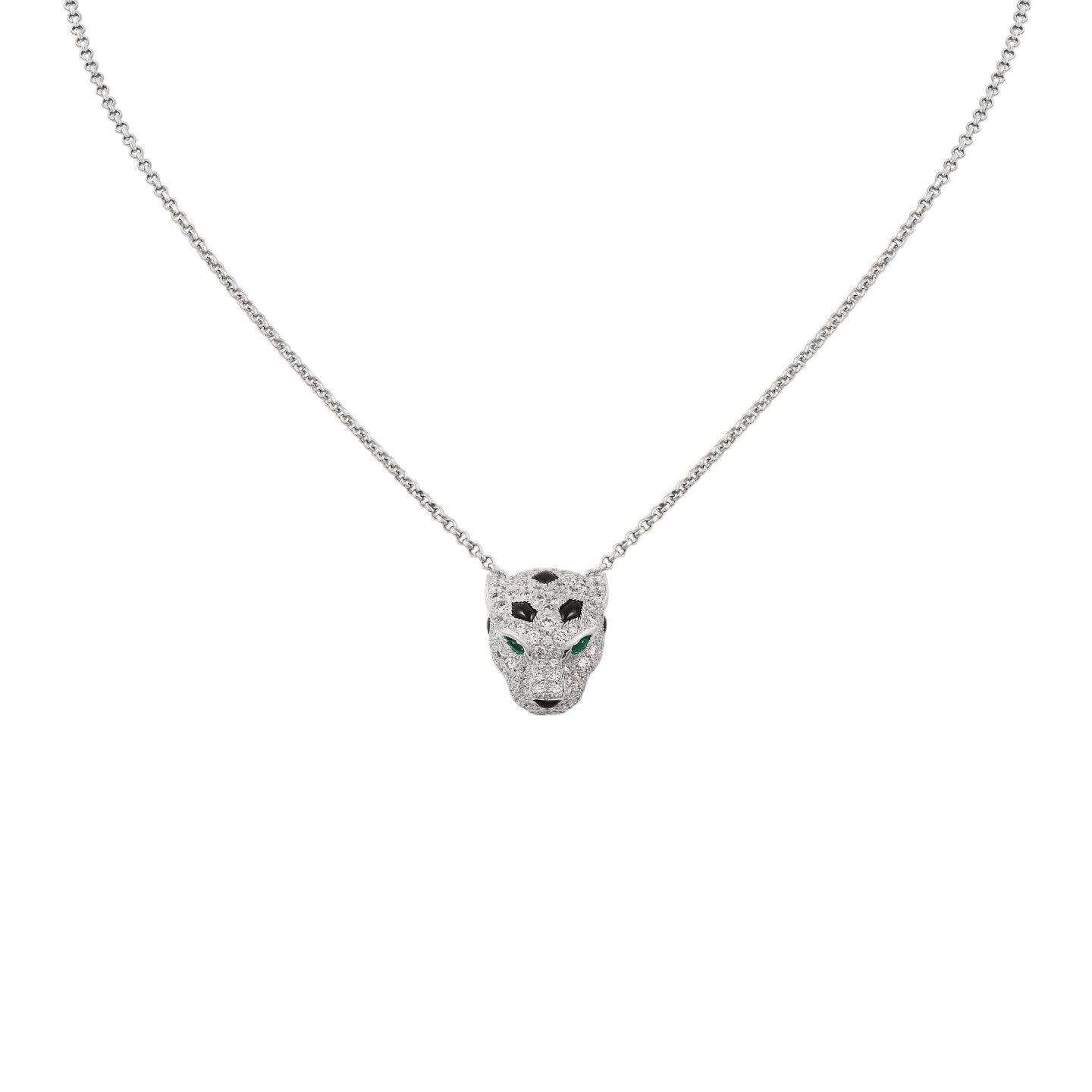 [AM]LEOPARD HEAD FULL PAVÉ DIAMOND PENDANT NECKLACE