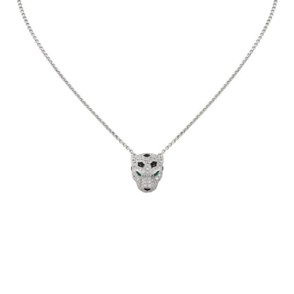 [AM]LEOPARD HEAD FULL PAVÉ DIAMOND PENDANT NECKLACE