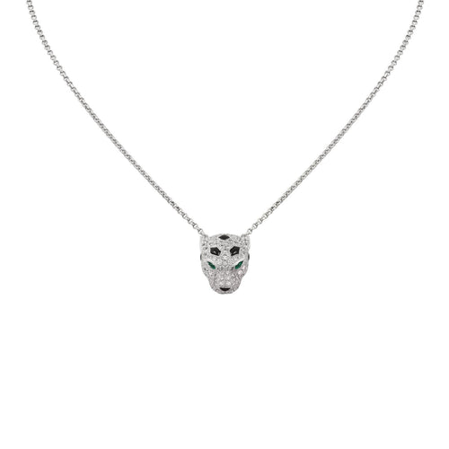 [AM]LEOPARD HEAD FULL PAVÉ DIAMOND PENDANT NECKLACE