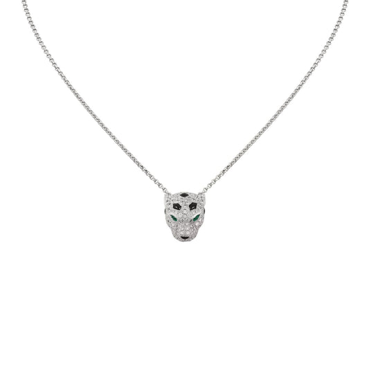 [AM]LEOPARD HEAD FULL PAVÉ DIAMOND PENDANT NECKLACE