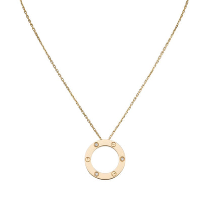 [AM]LOVE LARGE CIRCULAR PENDANT 3-DIAMOND NECKLACE