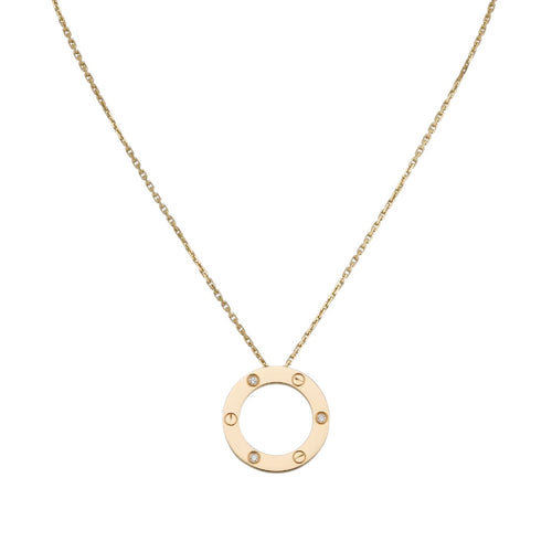 [AM]LOVE LARGE CIRCULAR PENDANT 3-DIAMOND NECKLACE