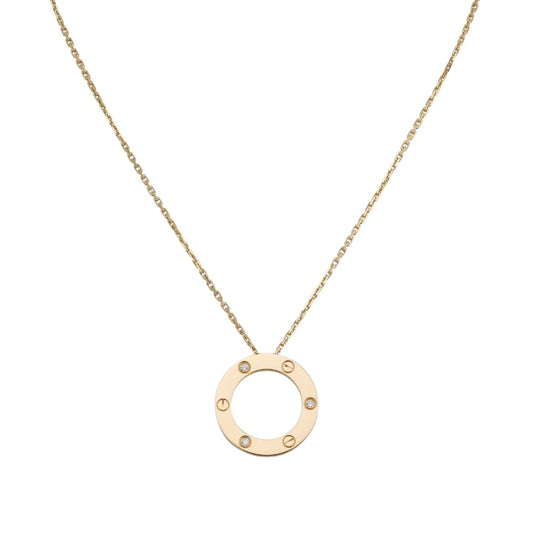 [AM]LOVE LARGE CIRCULAR PENDANT 3-DIAMOND NECKLACE