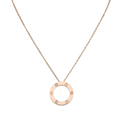 [AM]LOVE LARGE CIRCULAR PENDANT 3-DIAMOND NECKLACE