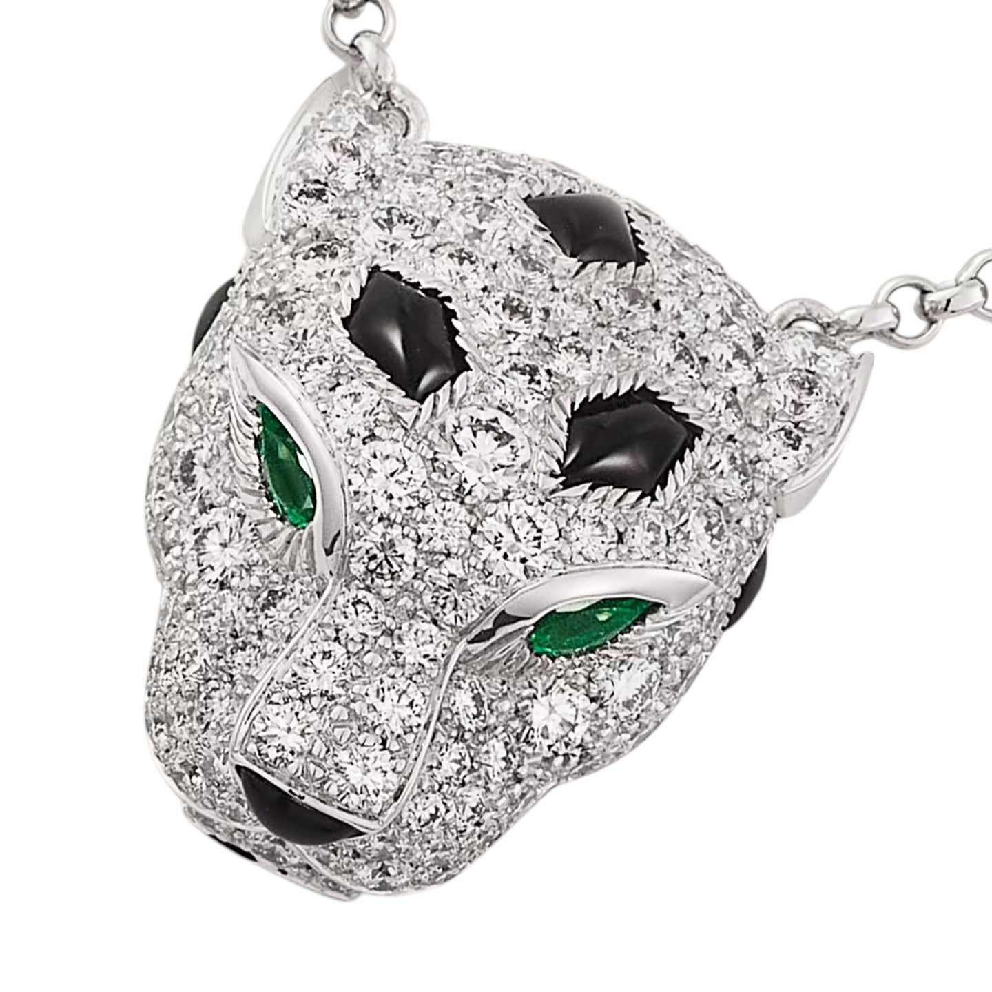 [AM]LEOPARD HEAD FULL PAVÉ DIAMOND PENDANT NECKLACE