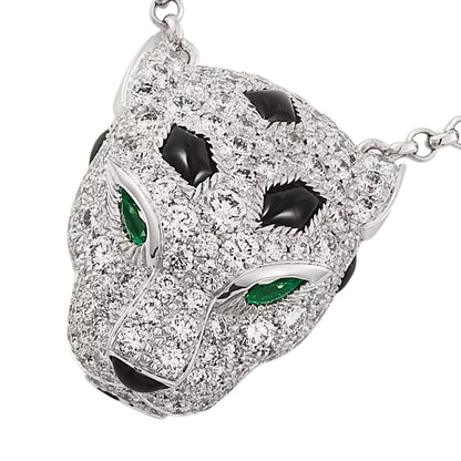 [AM]LEOPARD HEAD FULL PAVÉ DIAMOND PENDANT NECKLACE