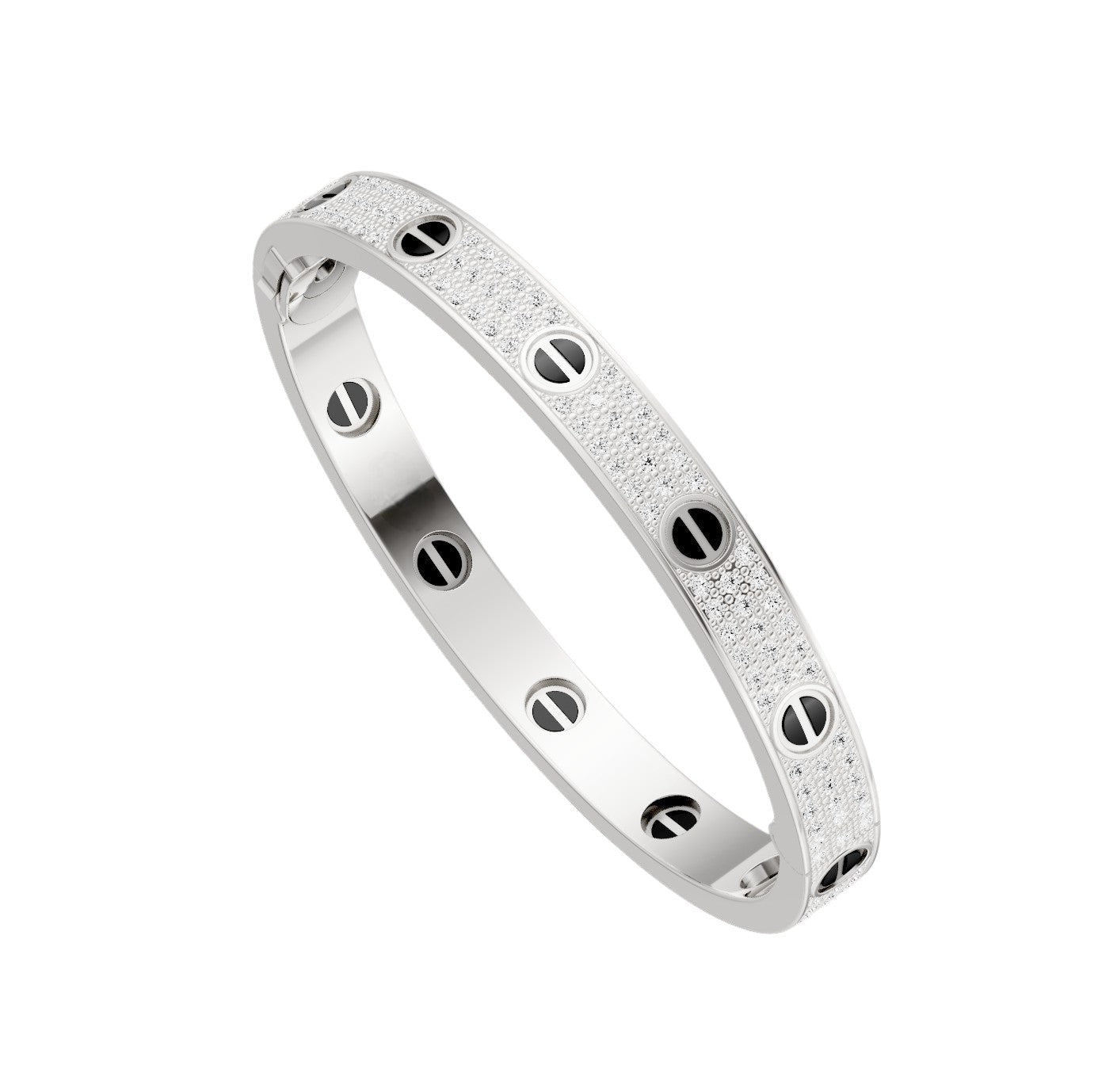 [AM]CLASSIC 6.1MM LOVE BANGLE - DIAMOND PAVÉ & BLACK CERAMIC