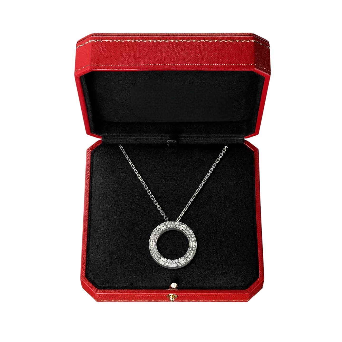 [AM]LOVE LARGE CIRCULAR PENDANT FULL-PAVÉ DIAMOND NECKLACE