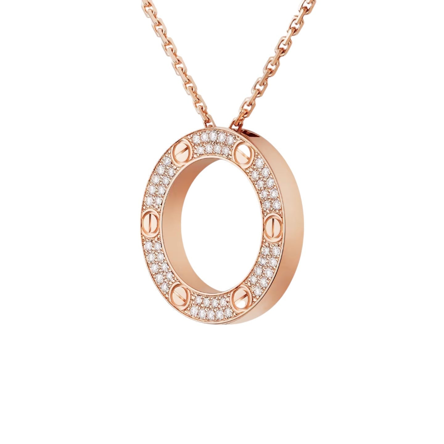 [AM]LOVE LARGE CIRCULAR PENDANT FULL-PAVÉ DIAMOND NECKLACE