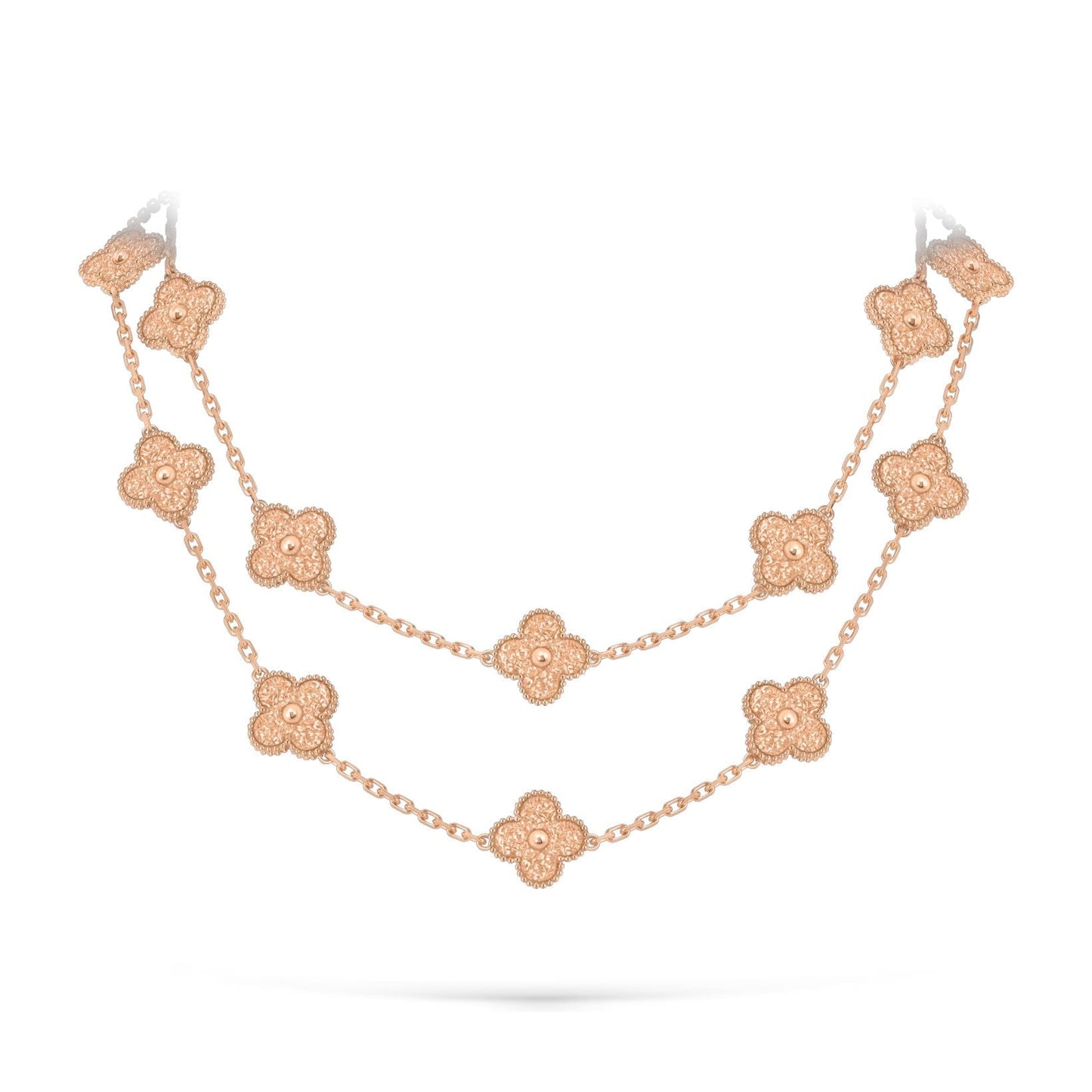[AM]CLASSIC 20-MOTIF LUCKY CLOVER LONG NECKLACE ROSE GOLD COLLECTION
