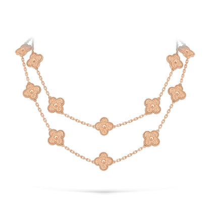 [AM]CLASSIC 20-MOTIF LUCKY CLOVER LONG NECKLACE ROSE GOLD COLLECTION