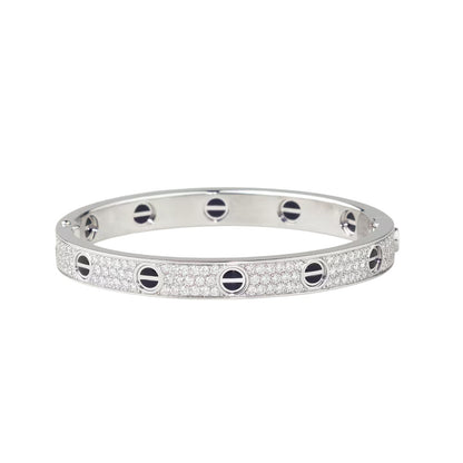 [AM]CLASSIC 6.1MM LOVE BANGLE - DIAMOND PAVÉ & BLACK CERAMIC