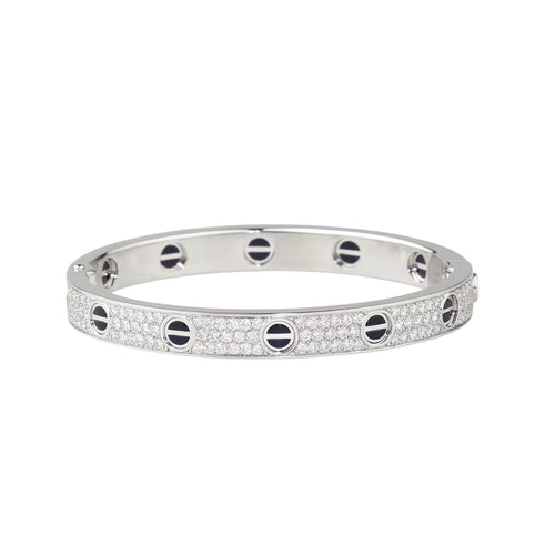[AM]CLASSIC 6.1MM LOVE BANGLE - DIAMOND PAVÉ & BLACK CERAMIC